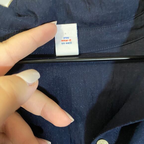 Old Navy Blue Short Sleeve Twist Front Cutout Midi Shirt Dress Linen Blend Sz 2X - Picture 6 of 13